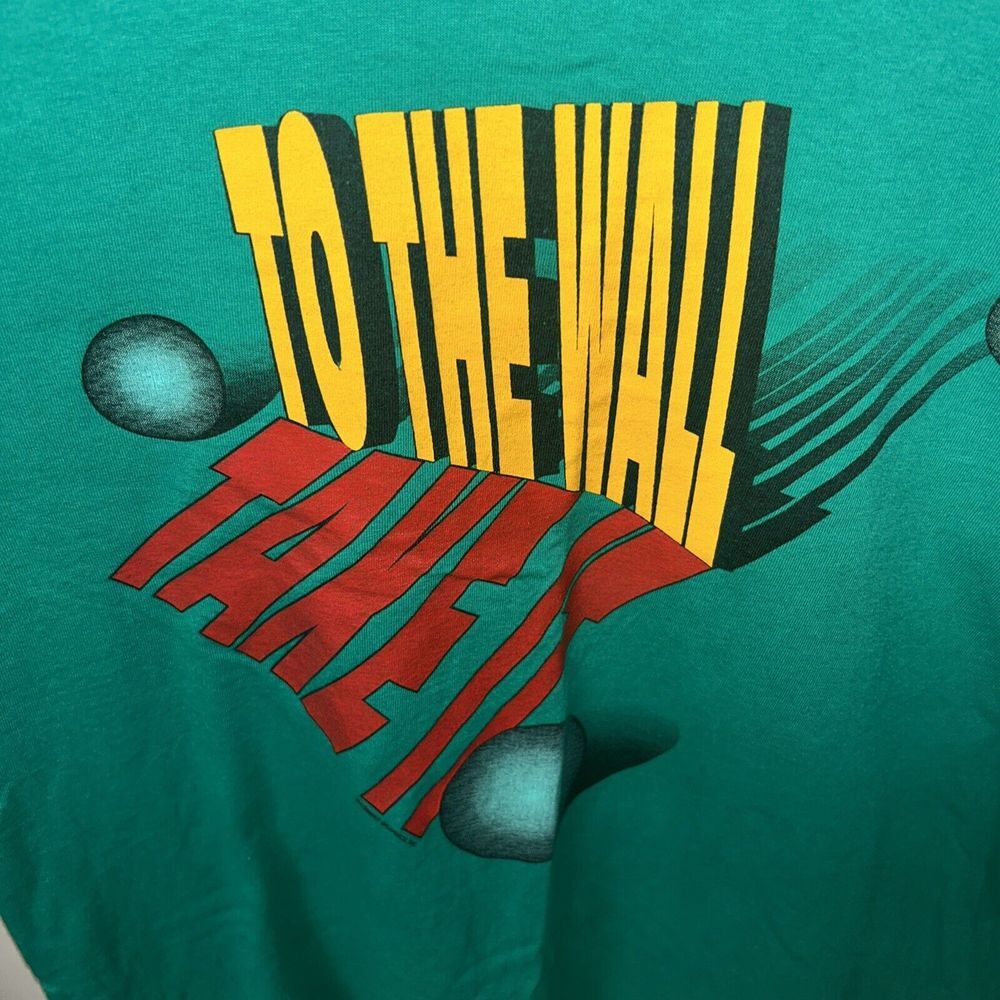 Vintage Single Stitch Motivational Green Tshirt "Take It To The‎ Wall" Mens L